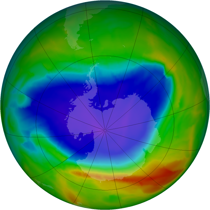 Antarctic ozone map for 29 September 2012